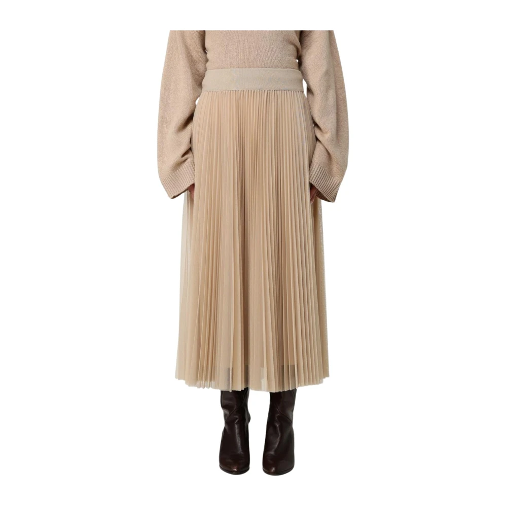 Fabiana Filippi Women's Beige Midi Skirts, M, Pleated Midi Skirt