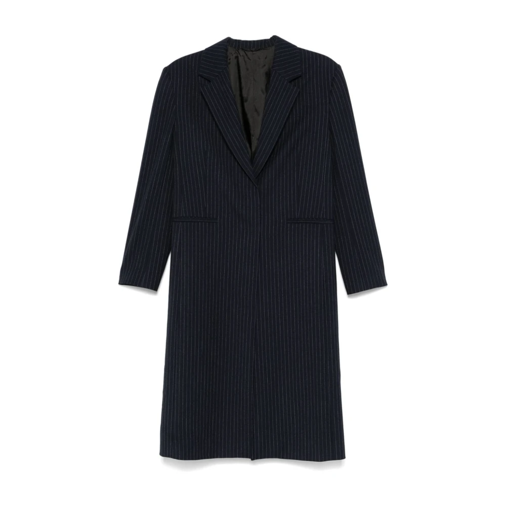 Calvin Klein Blauwe Gestreepte Getailleerde Jas Blue Dames
