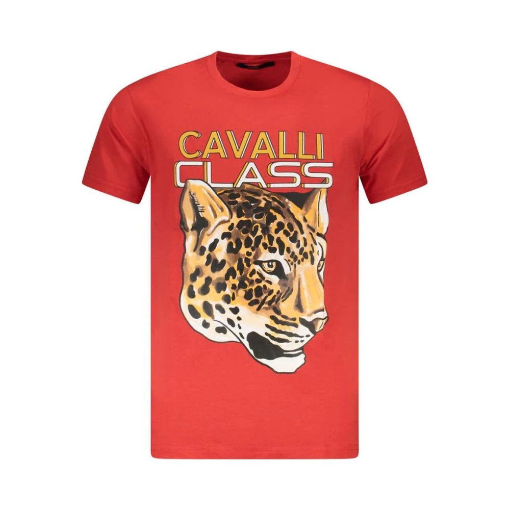 Cavalli Class Men's Red Leopard Graphic Tee