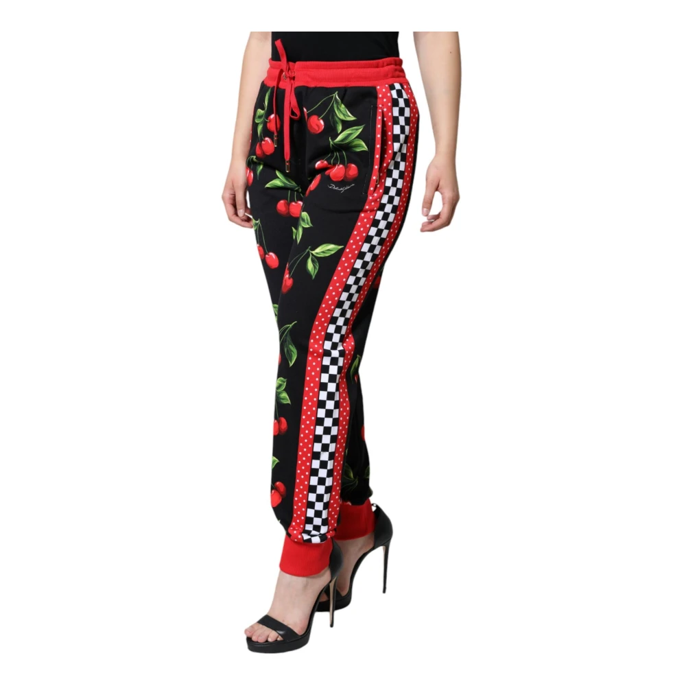 Dolce & Gabbana Kersenprint Joggerbroek Zwart Rood Multicolor Dames