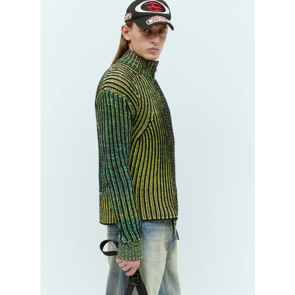 Diesel Gemêleerde Ribgebreide Vest Green Dames