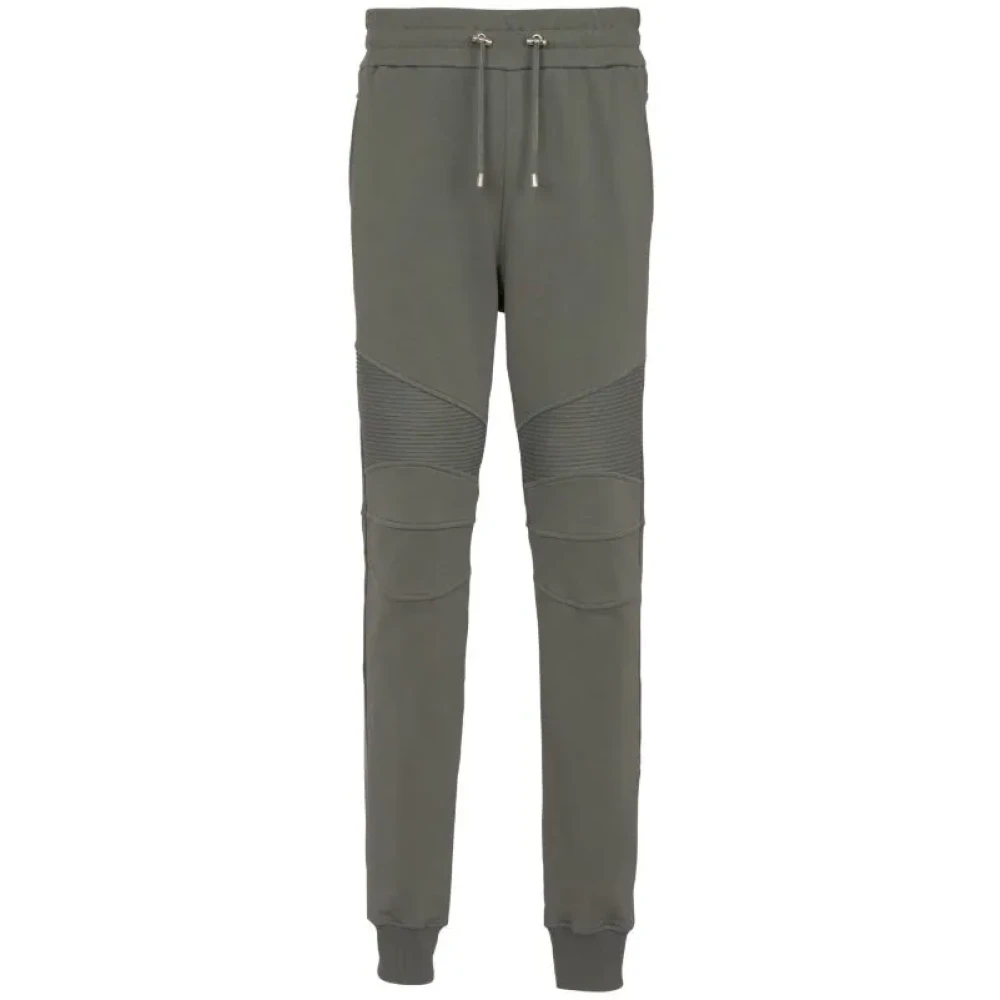 Balmain Joggingbroek Geribbelde Knieën Elastische Taille Green Heren