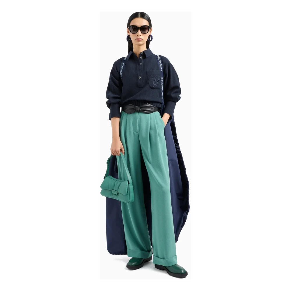 Emporio Armani Nachtblauw Wol Polo Stijl Shirt Blue Dames