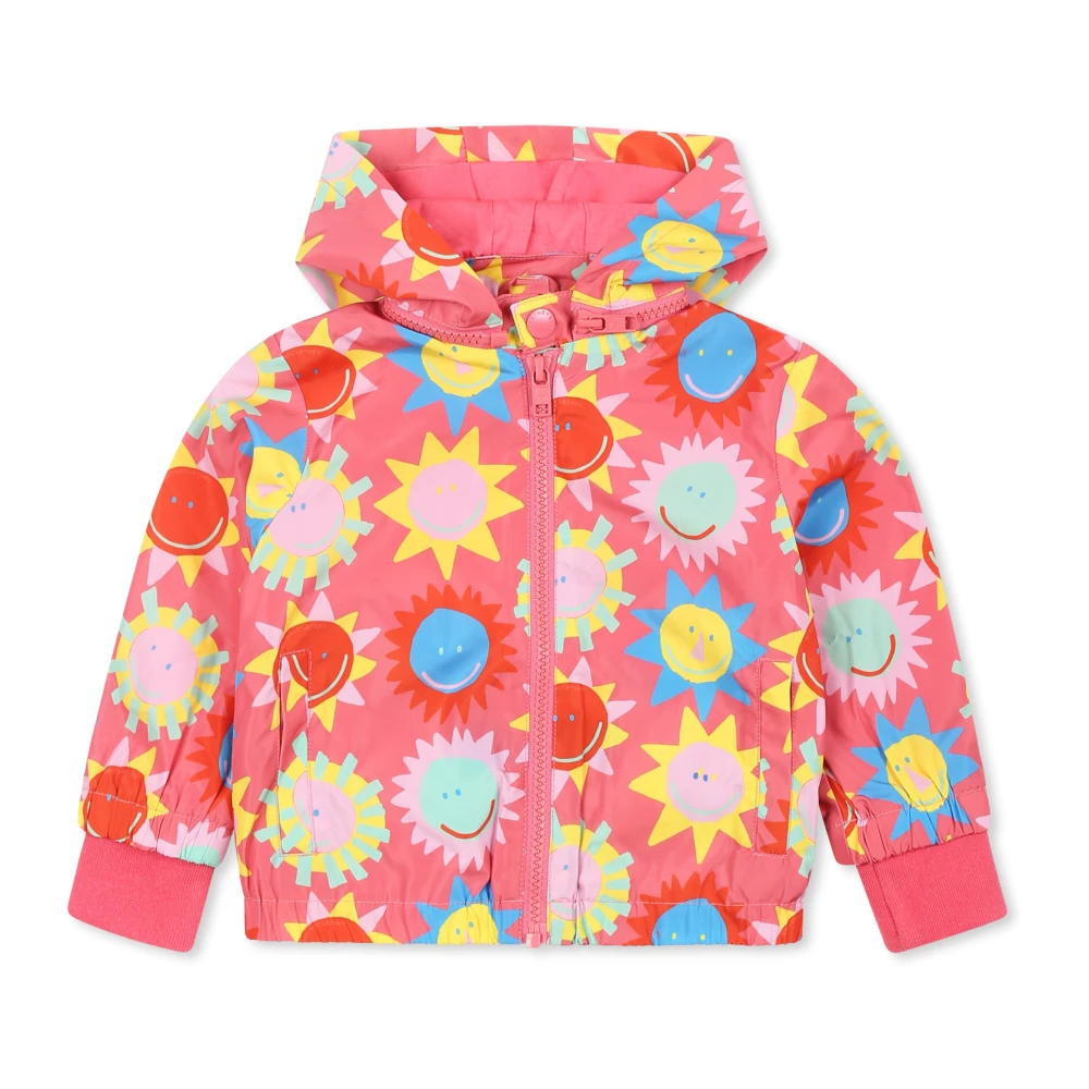 Stella Mccartney Unisex Red Wind Jacket With Sun Print