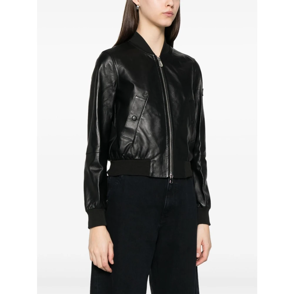 Peuterey Zwarte Leren Jas Dames Buitenkleding Black Dames