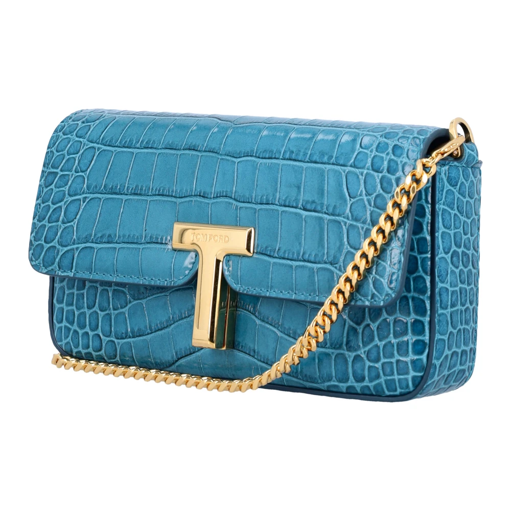 Tom Ford Mini Crocco Print Tas Blue Dames
