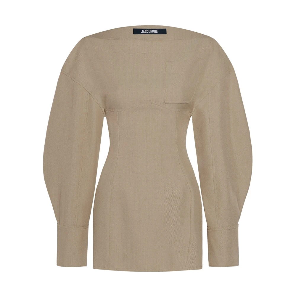 Jacquemus Polyester Overhemdjurk Jas Stijl Beige Dames