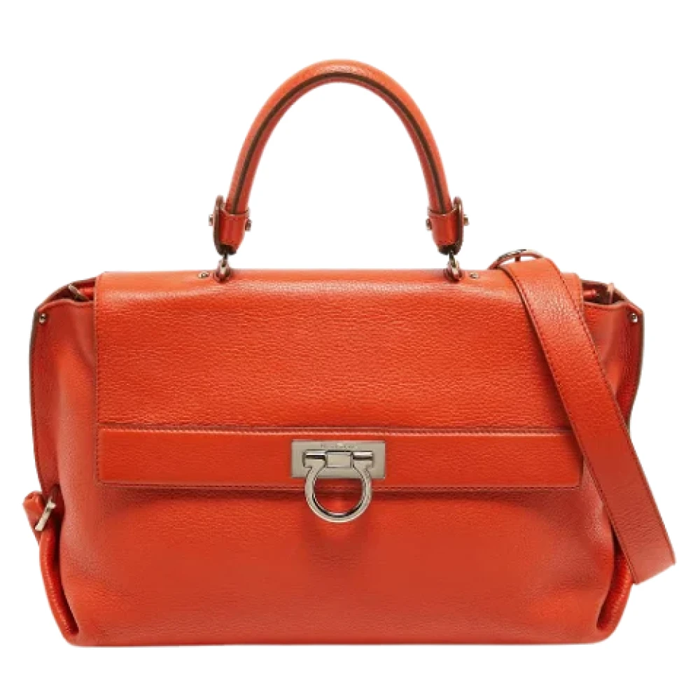 Salvatore Ferragamo Pre-owned Leather handbags Orange Dames