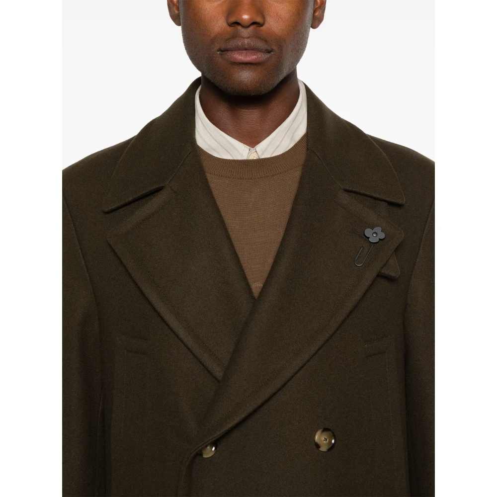 Lardini Groene Dubbelborst Jas Green Heren