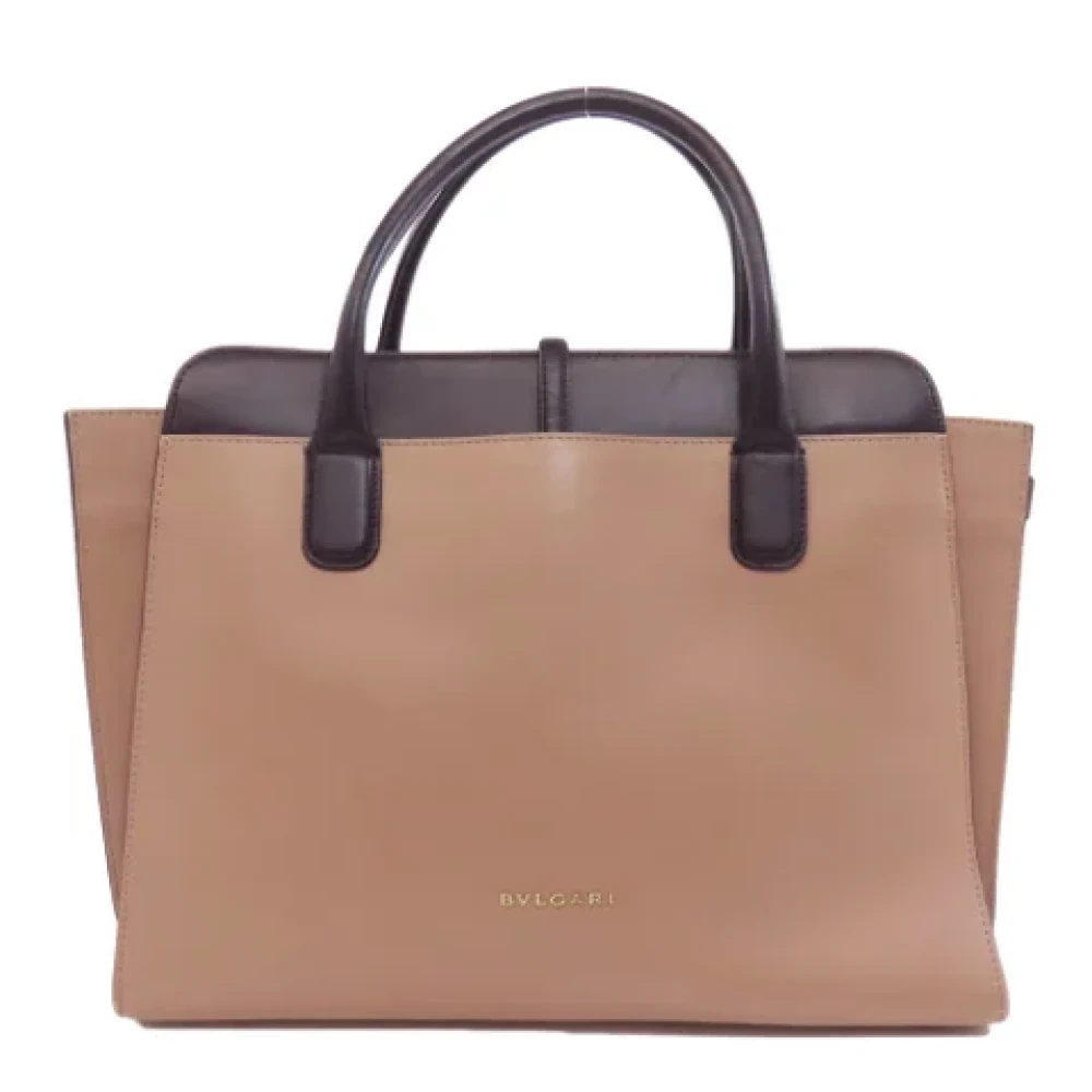 Bvlgari Vintage Pre-owned Leather handbags Beige Dames