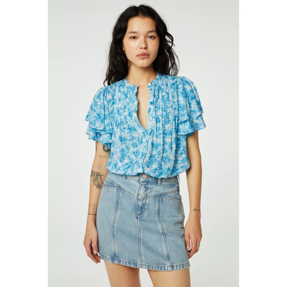 Fabienne Chapot Blouse met vlindermouwen Blue Dames