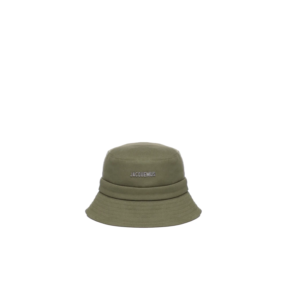 Jacquemus Khaki Bucket Hat met Metalen Logo Green Dames