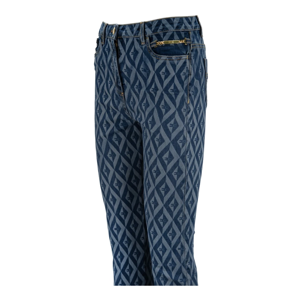 Elisabetta Franchi Gouden knoop rits jeans Blue Dames