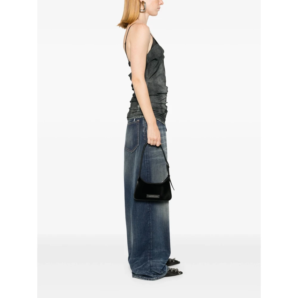 Acne Studios Zwarte leren schoudertas Black Dames