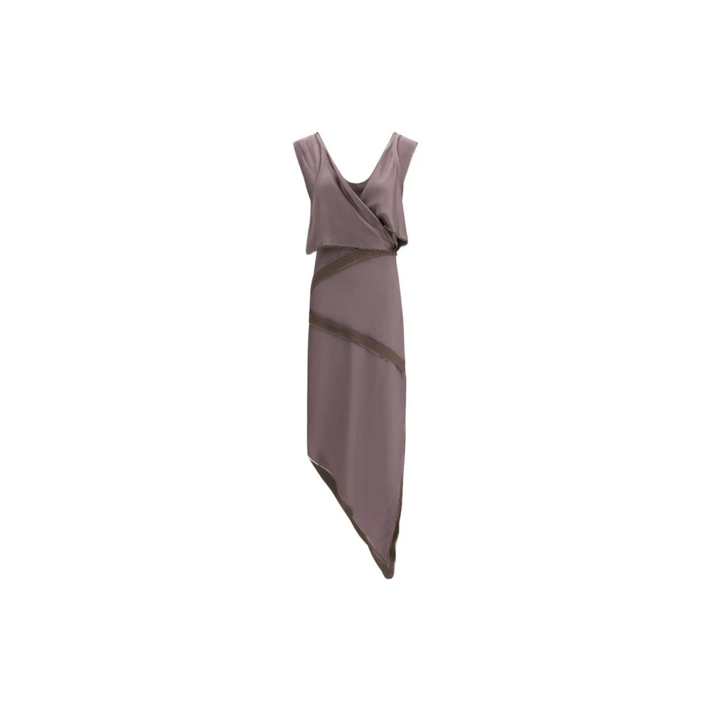The Attico Women's Brown Elegant Asymmetrical Midi Dress With Twist