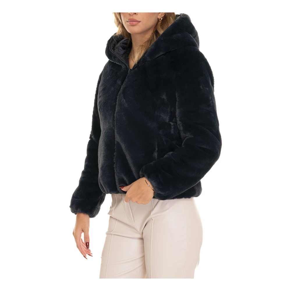Save The Duck Omkeerbaar Kort Harrington Jack met Capuchon Blue Dames