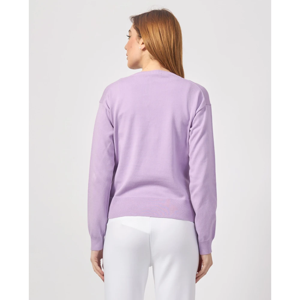 K-way Paarse Katoenen Sweater Crop Lijn Purple Dames