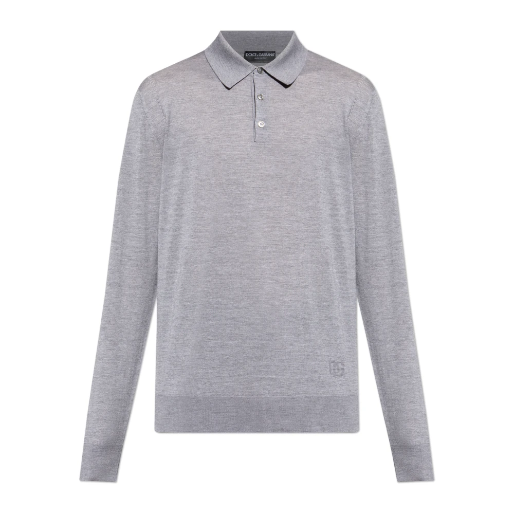 Dolce & Gabbana Herr Grå Stickade Tröjor L, Ull Polo Tröja