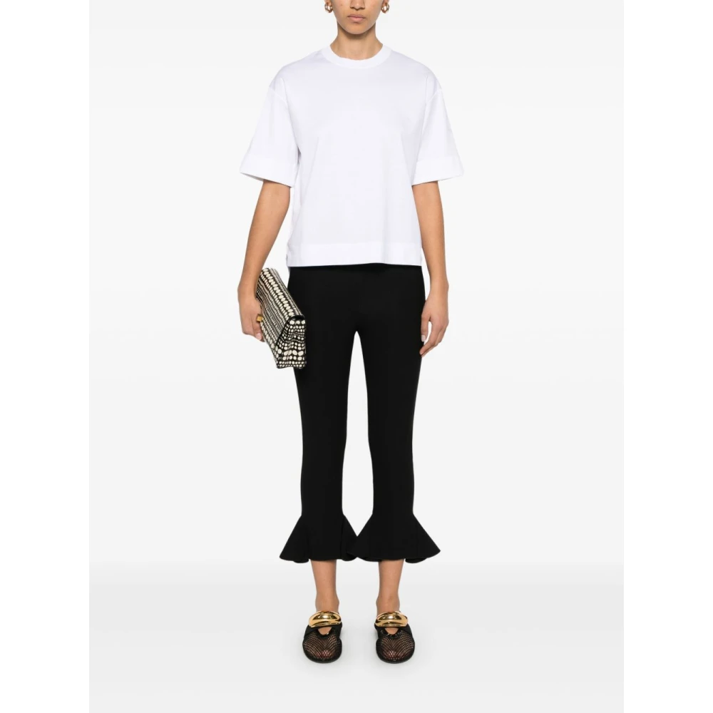 Max Mara Witte Crew Neck T-shirts met Logo White Dames