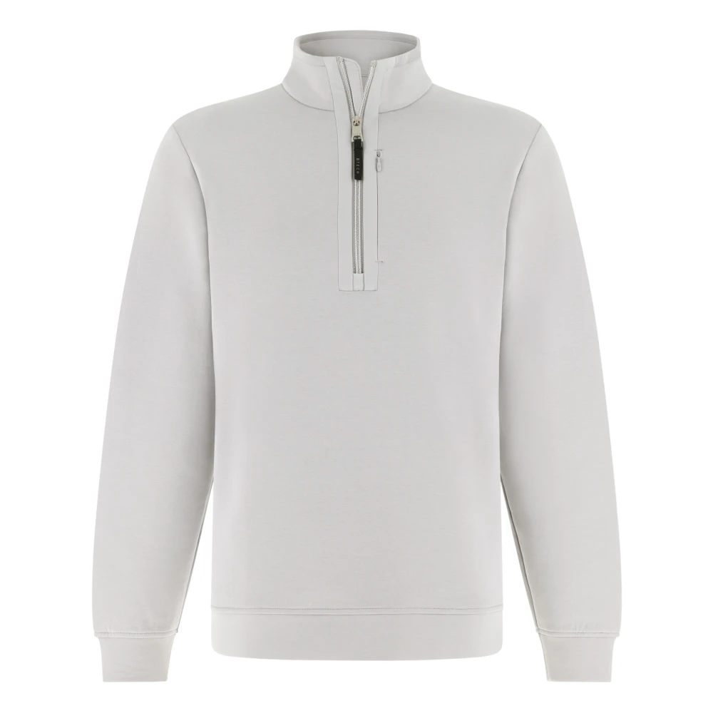 Boggi Milano Vit Half Zip Sweatshirt I Lättvikts Scuba