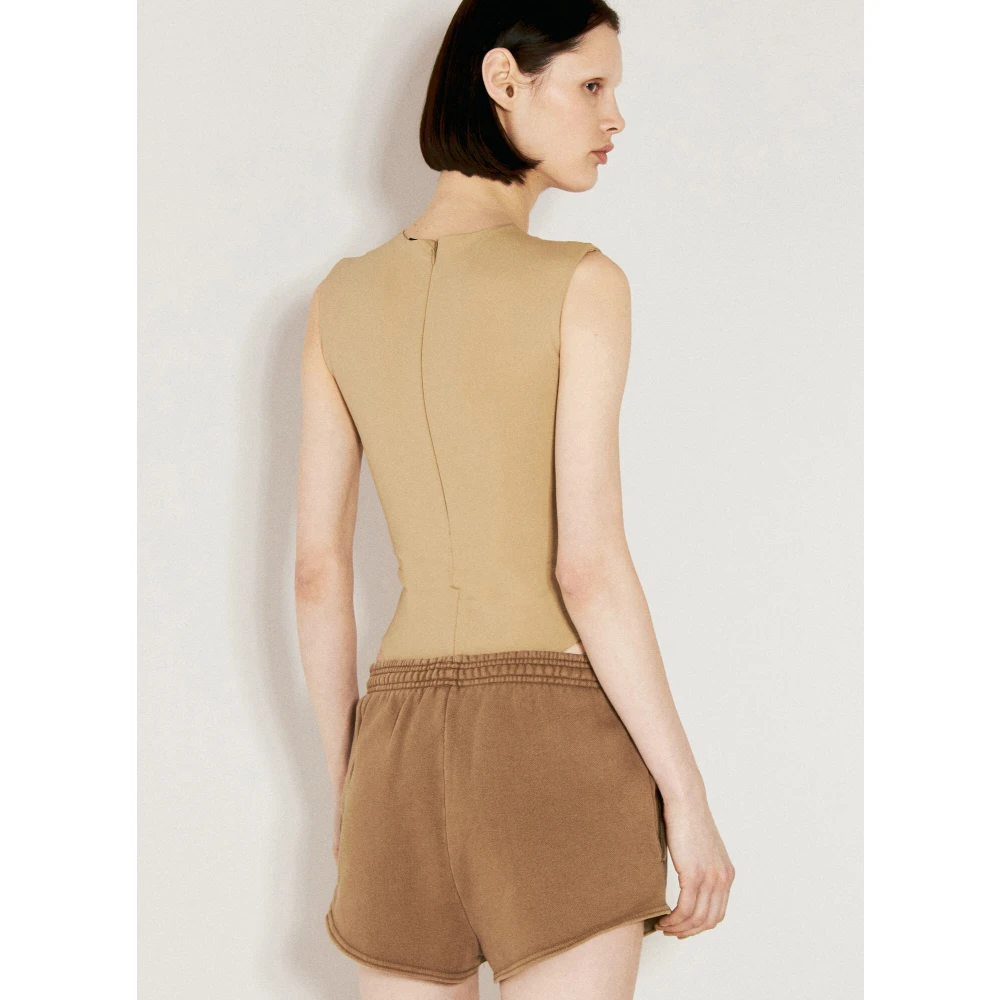 Entire Studios Mouwloze bodysuit in stretchweefsel Beige Dames