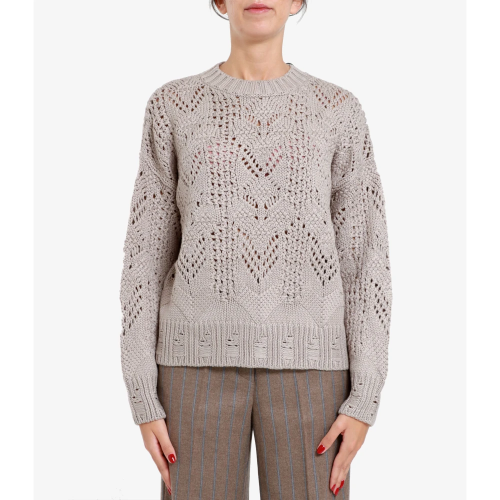 Kaos Grijze Gebreide Trui met Geperforeerd Patroon Gray Dames
