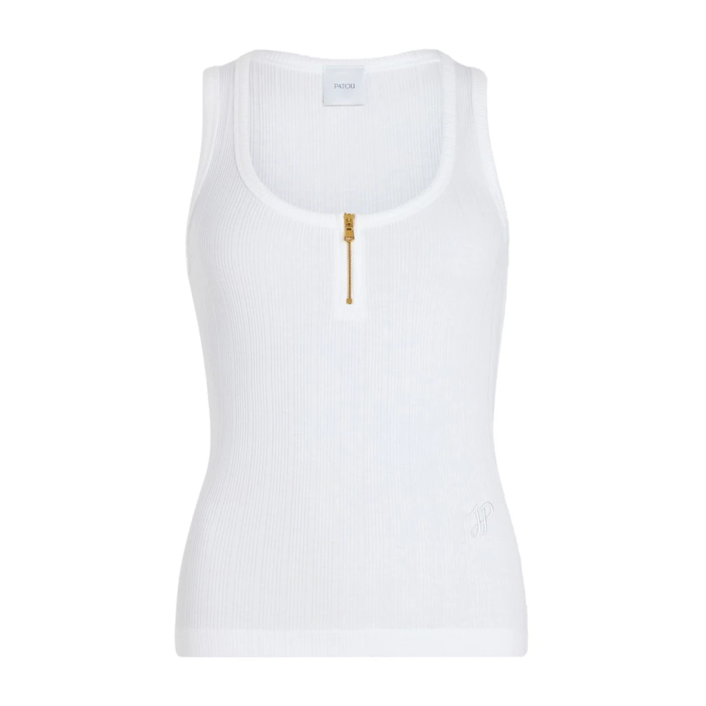 Patou Logo Gebreide Top met Ritssluiting White Dames