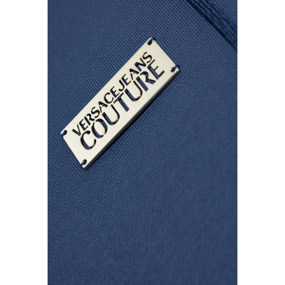 Versace Jeans Couture Sweatshirt met logo applicatie Blue Heren