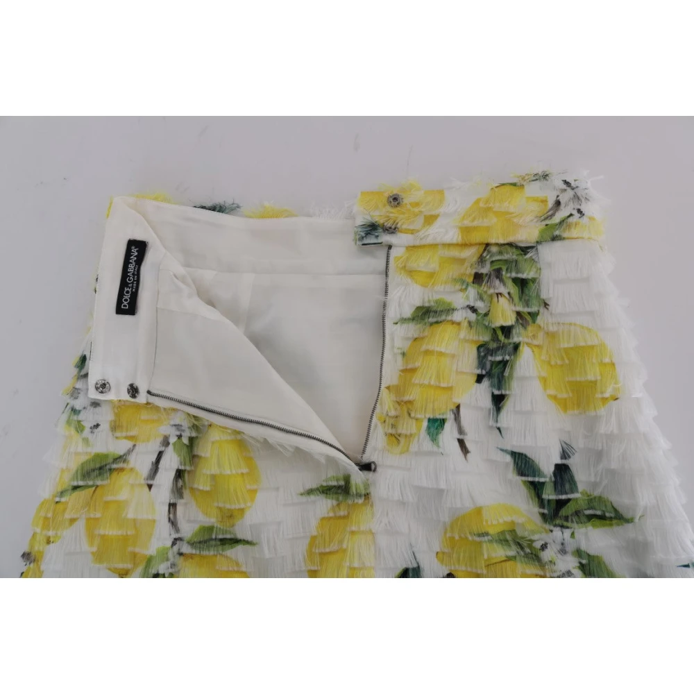 Dolce & Gabbana Fringe Citroen Print Potlood Rok Multicolor Dames