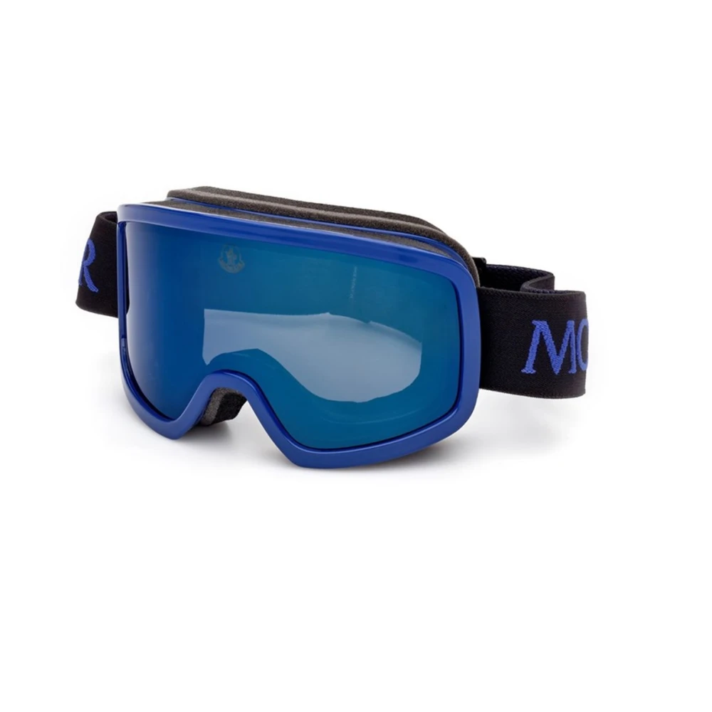 Moncler Glanzend blauwe zonnebril met blauwe spiegelglazen Blue Unisex