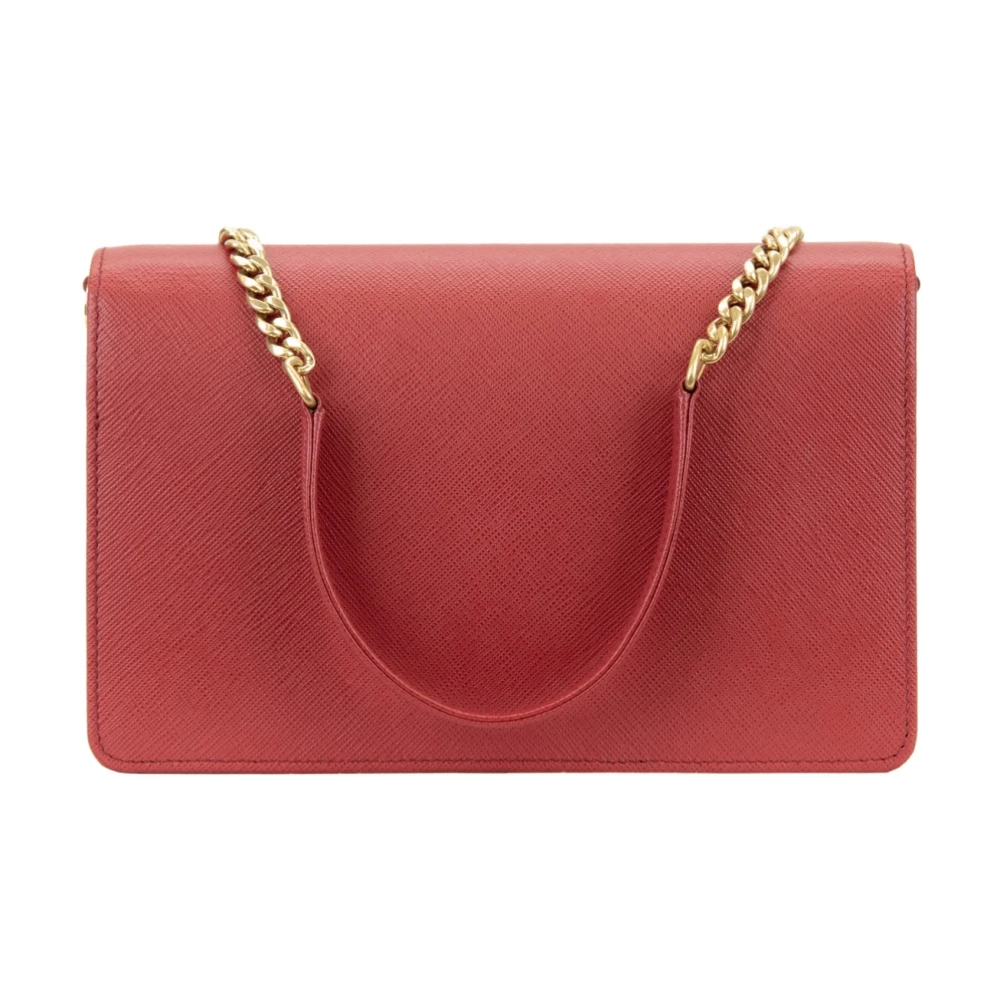 Prada Leren Dames Schoudertas Magnetische Knoop Red Dames