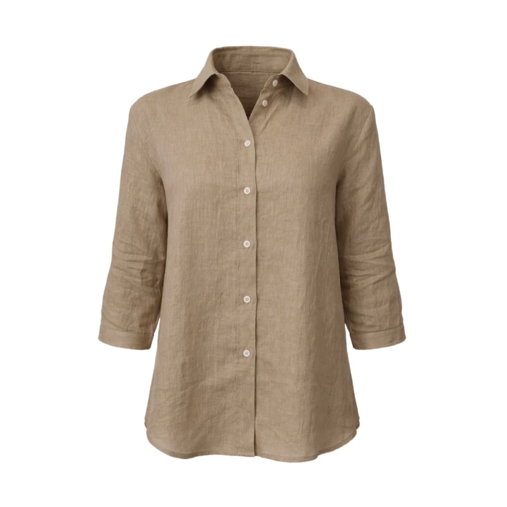 Marella Women's Beige Three-Quarter Sleeve Shirt - Shirts - Xl - Blouses & Shirts