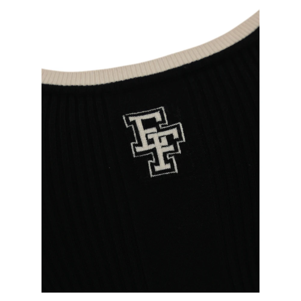 Elisabetta Franchi Geribbelde Mouwloze Top Zwart Boter Black Dames