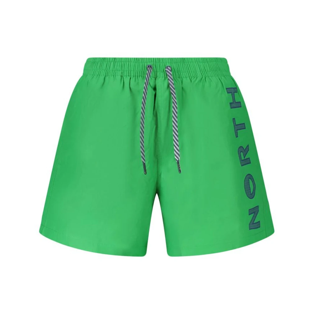 North Sails Men's Green Cotton Swim Boxer With Ocean Print - Beachwear - Xl - Swimwear