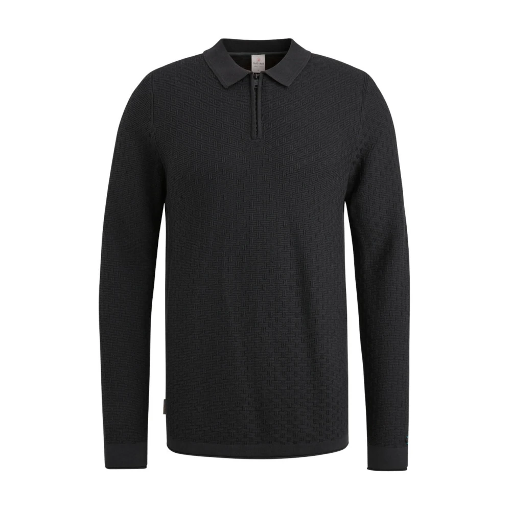 CAST IRON Heren Polo's & T-shirts Long Sleeve Polo Cotton Modal Zwart