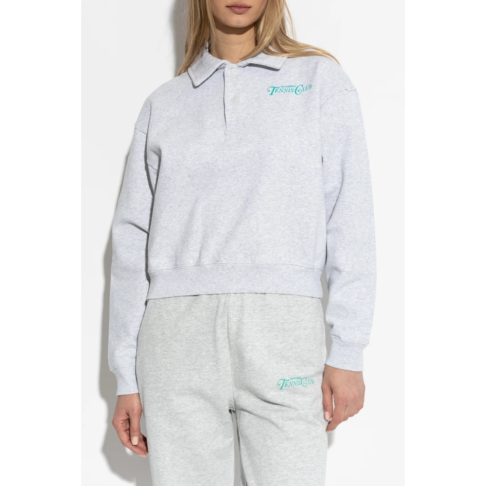 Sporty & Rich Sweatshirt met kraag Gray Dames