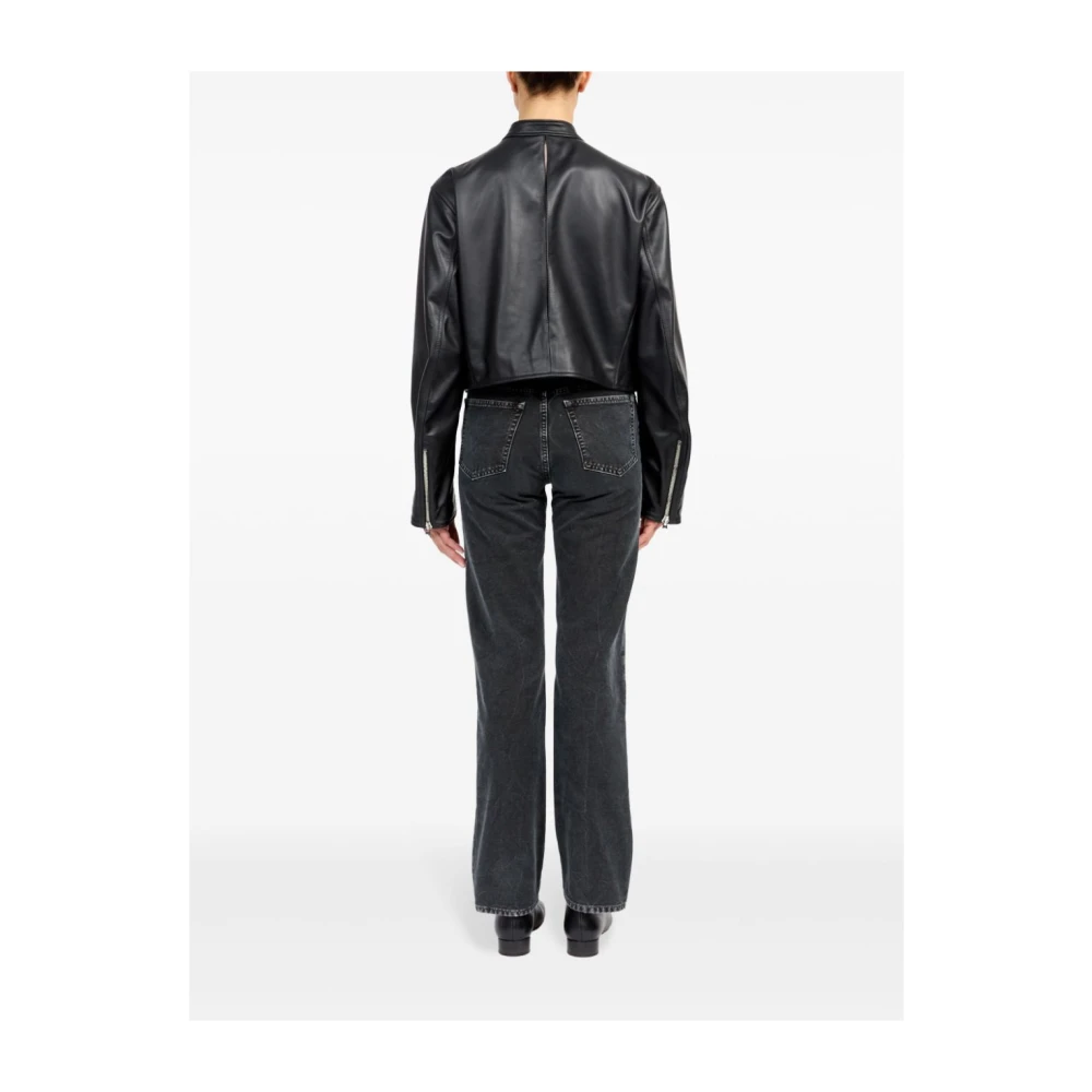 MM6 Maison Margiela Zwarte leren jack Black Dames