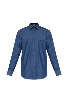 Blå Klassisk Roma Skjorta med Denim Effekt
