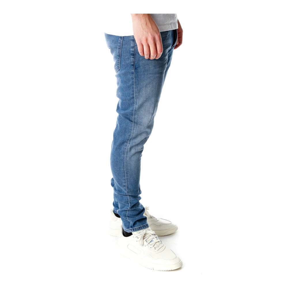 Gabba Slim Fit Mid Waist Jeans met Fade Effecten Blue Heren
