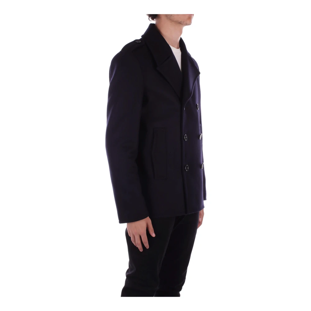 Dondup Blauwe Wol Kasjmier Jas Blue Heren
