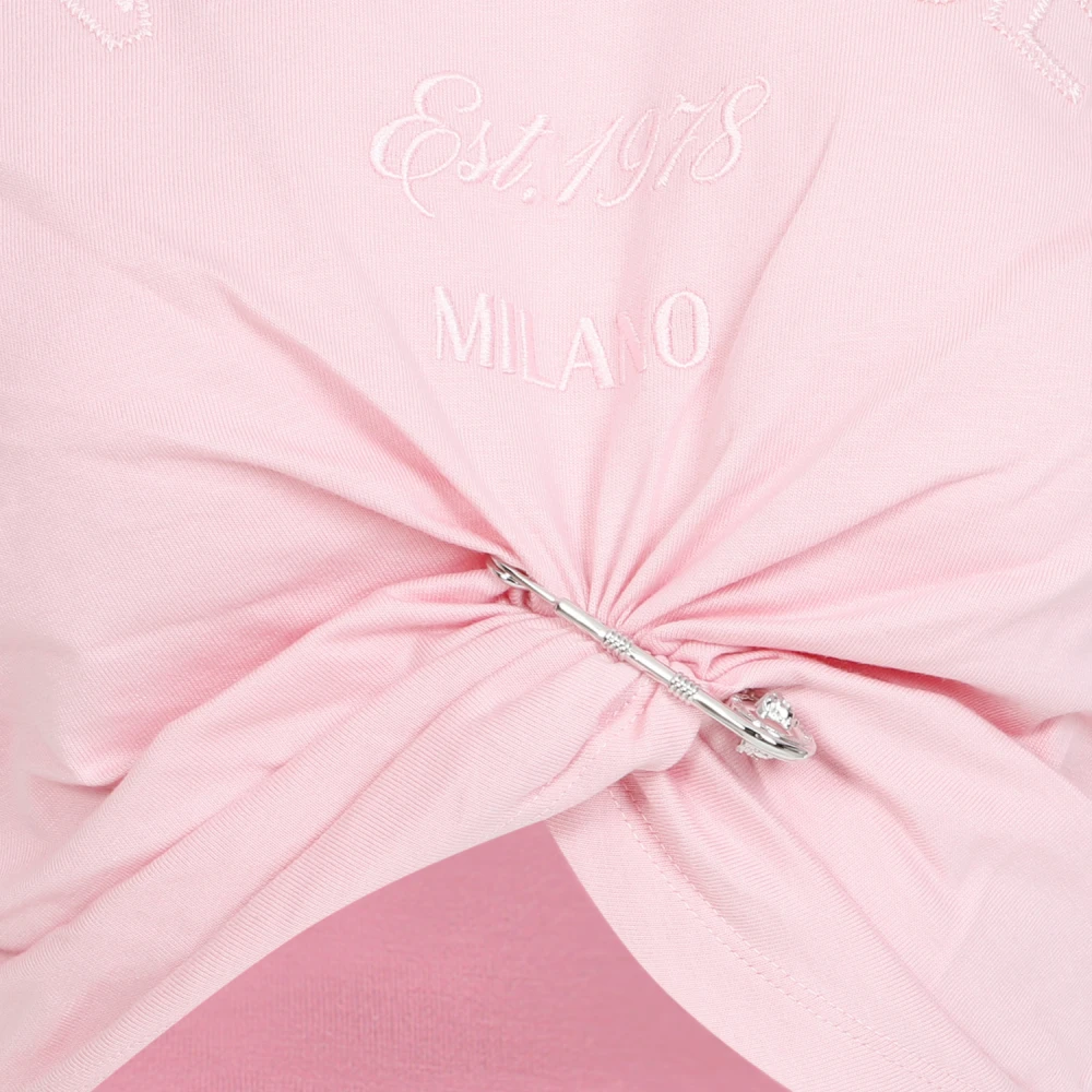 Versace Lichtroze Cropped Logo T-Shirt Pink Dames