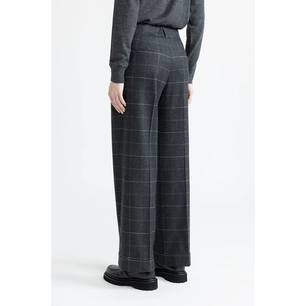 PESERICO Lurex geruite flanellen klassieke broek Gray Dames