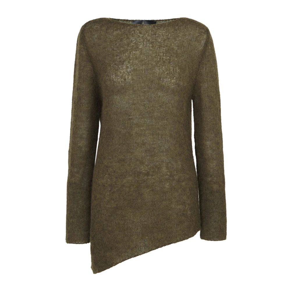 Cortana Asymmetrische Alpaca Merino Zijde Trui Green Dames