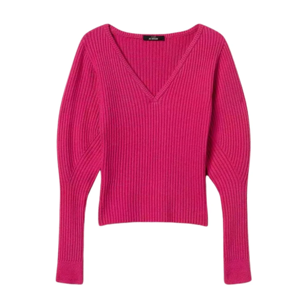 Twinset Fuchsia Ribbed Sweaters Actitude Collection Pink Dames