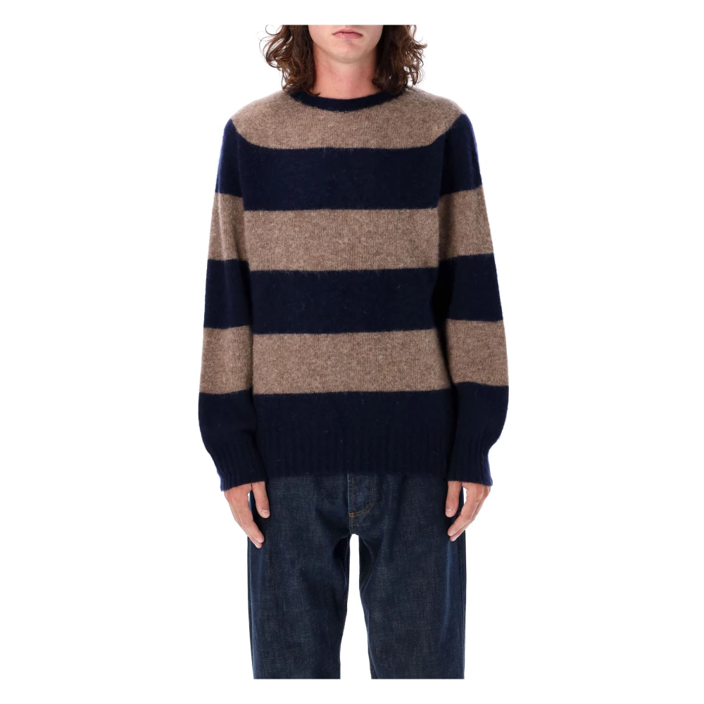 YMC You Must Create Navy Stripe Stickat Tröja Aw24 Multicolor, Herr