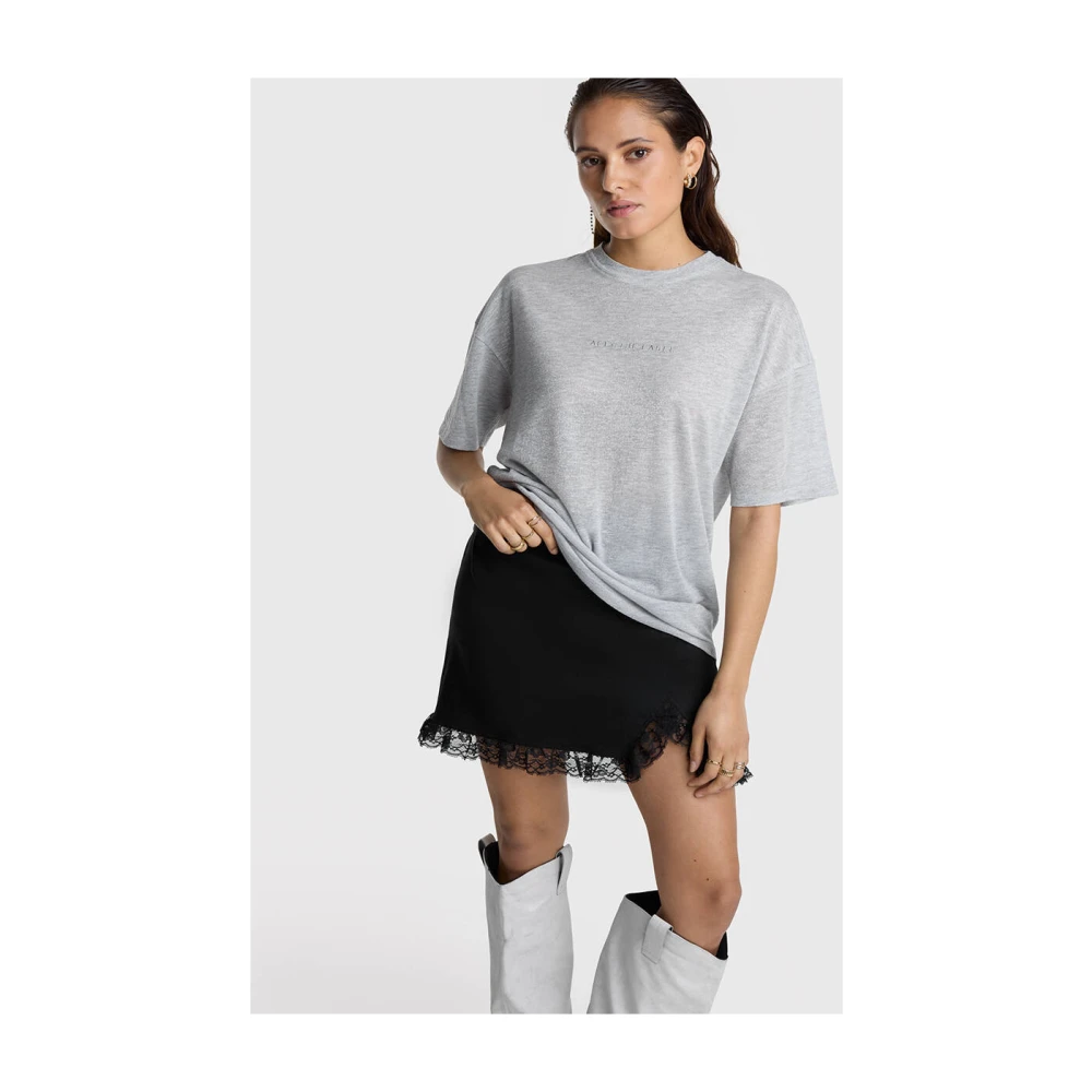 Alix The Label Doorschijnend Print T-Shirt Gray Dames