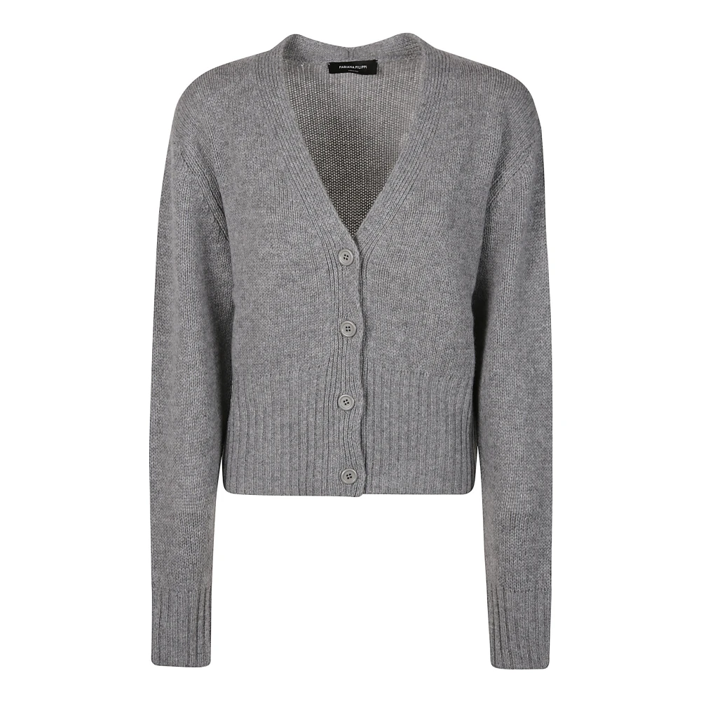 Fabiana Filippi Stijlvolle Gebreide Cardigan voor Vrouwen Gray Dames