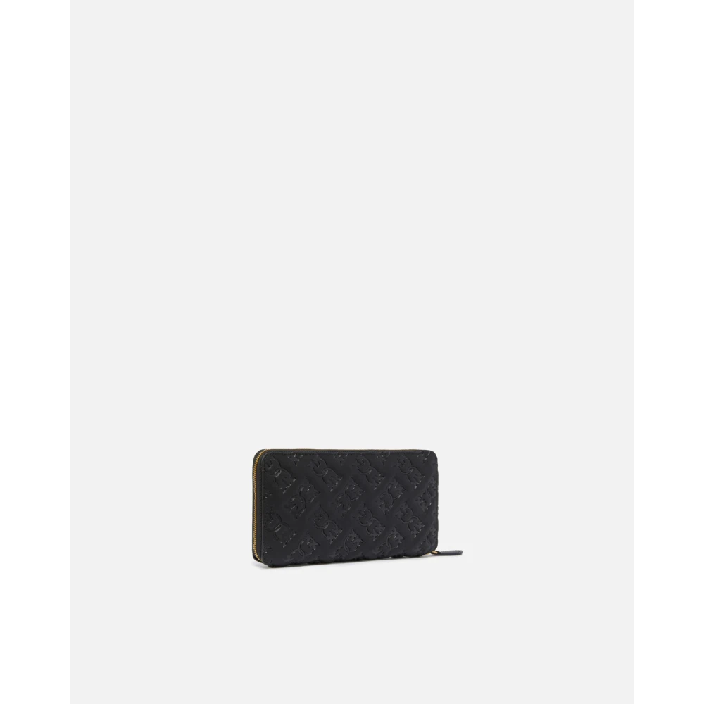 pinko Monogram Love Birds Leren Portemonnee Black Dames