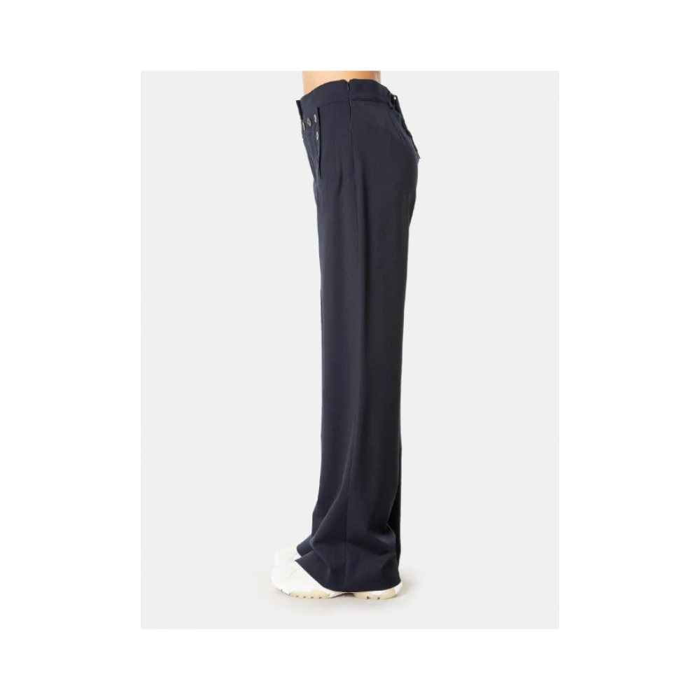 Max Mara Weekend Wijde Broek met Vetersluiting Achteraan Blue Dames