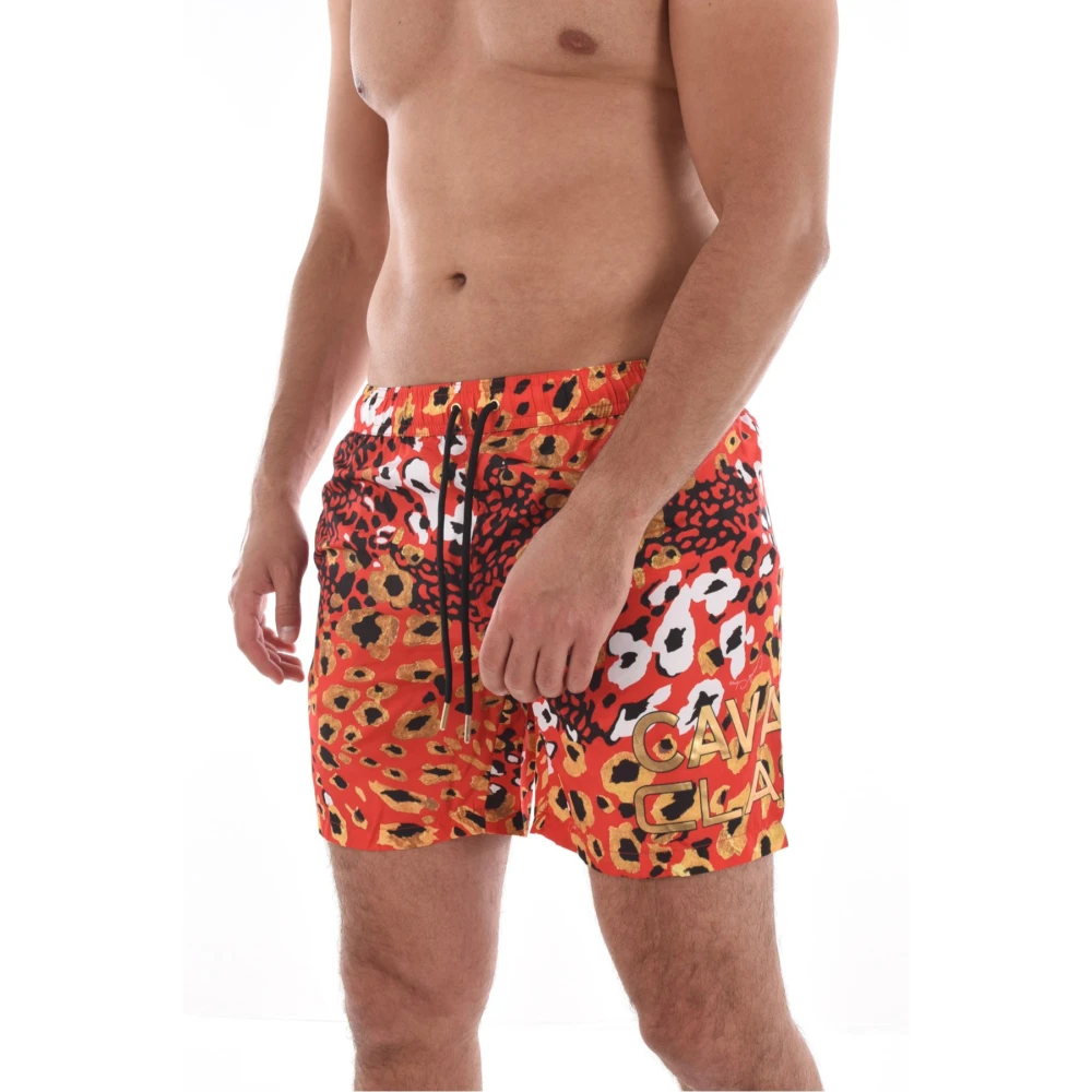 Cavalli Class Dierenprint Zwemshorts Oranje Multicolor Heren